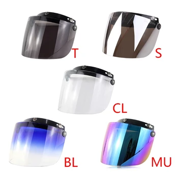 090E Универсальный 3-защелкивающийся мотоциклетный шлем с открытым лицом, козырек, Защитная линза, Солнцезащитные очки
