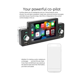 1 Din 5-дюймовый автомобильный радиоприемник Автомобильный стерео Bluetooth MP5 плеер с сенсорным экраном для Apple CarPlay Android Auto TF USB FM