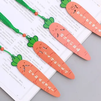 1 шт Креативная симпатичная морковная деревянная закладка/ персонализированная деревянная закладка с кисточкой на языке прилива, приз в виде морковной книжной открытки