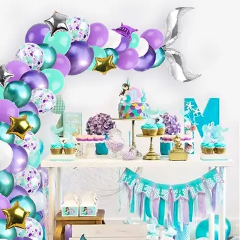 113 шт. Набор гирлянд из воздушных шаров с хвостом русалки на День рождения Русалки, украшение для морской вечеринки в океанской тематике.