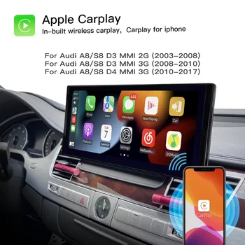 12,3 дюйма для Audi A8 D4 2011 2012 2013 2014-2017 Android 13 автомобильный мультимедийный DVD стерео радиоплеер GPS навигация CarPlay auto
