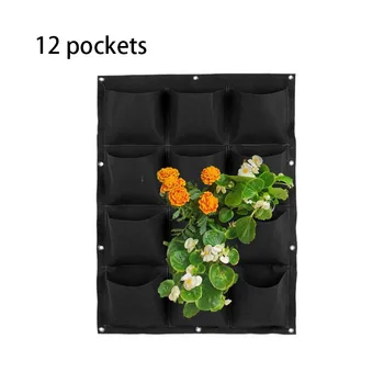 12 карманов, вертикальное кашпо, настенные сумки для посадки, Черный карманный сад, аксессуары для украшения своими руками, Балконный горшок для цветов