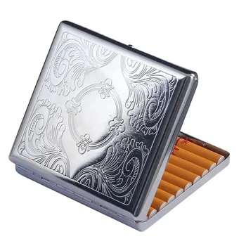 20 Штук металла с тиснением из нержавеющей стали Портативная коробка для сигарет с защитой от давления Мужской Неочищенный табак Модная коробка для хранения