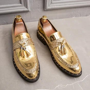 2022 Новая модная мужская обувь с блестками и кисточками ручной работы в стиле ретро, Удобные мягкие нескользящие лоферы, Мужская повседневная кожаная обувь 38-44