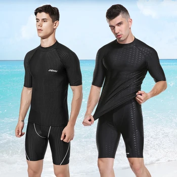 2023 Новый мужской купальный костюм с защитой от солнца, быстросохнущий костюм для серфинга с коротким рукавом, футболка, топ для плавания для пляжных водных видов спорта