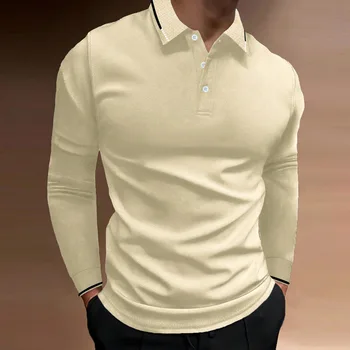 2024 Новая мужская летняя модная брендовая рубашка поло со стоячим вырезом, приталенная однотонная дышащая повседневная мужская рубашка поло