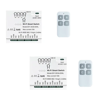 4-Канальный Ewelink Wifi Smart Switch + Пульт Дистанционного Управления 85-265 В USB 5 В 2,4 Г Wifi Модуль Домашней Автоматизации Для IFTT Alexa Google Home Прочный