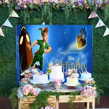 Disney Flying Peter Pan Photo Background Храбрый Мальчик, Малыш, С Днем Рождения, Мультяшное украшение, Фоны для фотографий, баннер