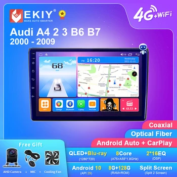 EKIY T7 1280*720 QLED Android 10 8G + 128G Мультимедийный плеер для Audi A4 2 3 B6 B7 2000-2009 S4 2002-2008 RS4 2005-2009 GPS 2DIN