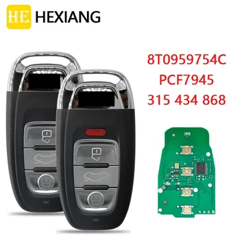 HE Xiang Автомобильный Ключ Дистанционного Управления Для Audi Q5 A4L A5 A6 A7 A8 RS4 RS5 S4 S5 PCF7945AC FCCID 8T0959754C Чип 315/434/868 МГц Карта