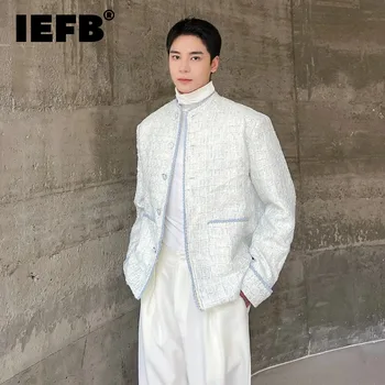 IEFB Модные куртки в Корейском стиле Elgance, Мужская одежда, Модный Кардиган Со стоячим вырезом, Нишевый Дизайн, Силуэтное Пальто, Тренд 9C2757