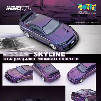INNO 1:64 SKYLINE GTR R33 400R Гонконгский салон Игрушечных автомобилей 2023, Литая под давлением Диорама, Коллекция моделей автомобилей Carros Toys