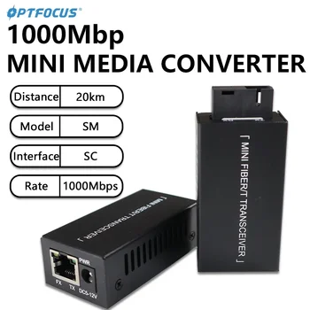 NETONE 100/1000 М Gigabit Ethernet A B Mini Media Converter 20 км Модуль SC Connector Волоконно-оптический приемопередатчик RJ45 с питанием