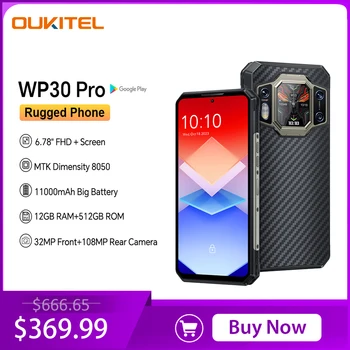 Oukitel WP30 Pro 120 Вт 5G Прочный смартфон Android 13-12 ГБ + 512 ГБ 11000 мАч 6,78 