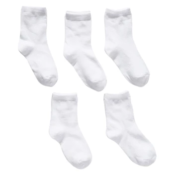 Q0KB Хлопчатобумажная униформа Essentials для девочек и малышей, носки с манжетами, упаковка из 5 пар белых спортивных носков для занятий спортом