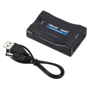 SCART Выход HDMI В SCART Конвертер Адаптер Портативный HDMI Вход Кабель для подключения видео Черный 1080P DVD