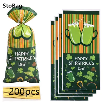StoBag St. Patrick's Day Green Opp Bag Упаковка Подарочных Конфет Шоколадное Печенье для Вечеринки с Благословением и Пожеланиями Описание Suppily wholesa