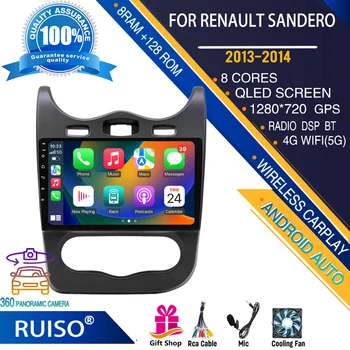 Автомобильный DVD-плеер RUISO с сенсорным экраном Android для Renault Sandero 2013-2014, автомагнитола, стереонавигационный монитор 4G GPS Wifi