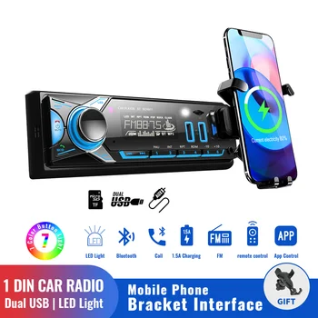 Автомобильный радиоприемник MP3-плеер Fm-радио Автомобильный Bluetooth Автомобильный Стерео Аудиоприемник 1 Din Мультимедийный плеер 12V Aux Вход SD / TF/USB
