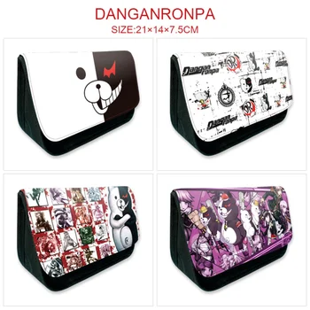 Аниме Данганронпа: холщовый пенал, студенческая сумка для ручек, повседневная мультяшная косметичка для макияжа, унисекс, канцелярские сумки на молнии