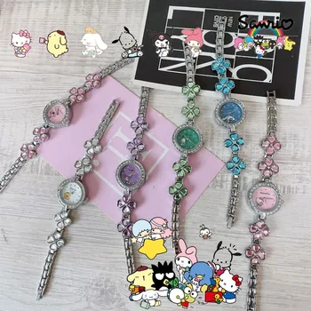 Аниме Часы-браслет Sanrio Clover Kuromi Kitty Pochacco Cinnamoroll Melody Детские часы в подарок на день рождения