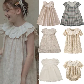 Бренд Lou 2024, Новое летнее детское платье для девочек, платье принцессы с милым принтом и коротким рукавом, модная верхняя одежда для маленьких детей