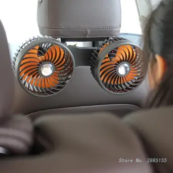 Вентилятор для автомобиля, охлаждающие вентиляторы с зажимом для электромобиля, подголовник с питанием от USB 5 В, вращающийся на 360 градусов двухголовочный 3-ступенчатый вентилятор охлаждения
