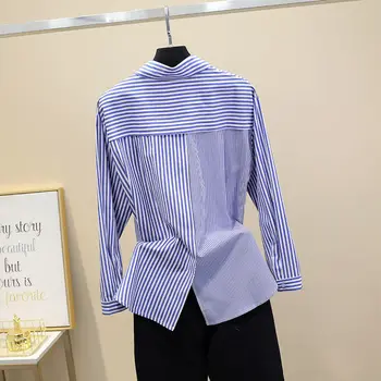 Весенние женские офисные блузки на пуговицах 2021 года, женские карманы, отложной воротник, Рубашки с длинными рукавами, Женские Элегантные Тонкие топы R113