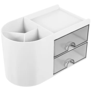 Выдвижные ящики для хранения, простой однотонный держатель для ручек с многофункциональной канцелярской коробкой большой емкости, рабочий стол для студенческого офиса (белый)