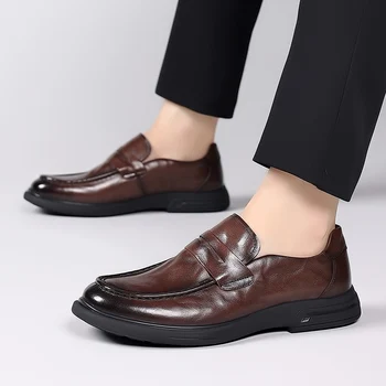 Высококачественные мужские лоферы Легкая Повседневная кожаная обувь Мужская обувь для прогулок на открытом воздухе Удобные кроссовки Мягкая деловая обувь