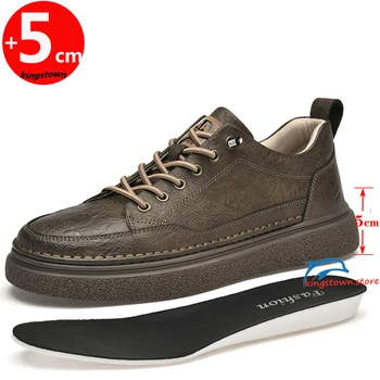 Деловые мужские кроссовки, кожаные стельки, увеличивающие рост, 5 см, регулируемые подъемники для обуви для мужчин, мокасины больших размеров 38-44