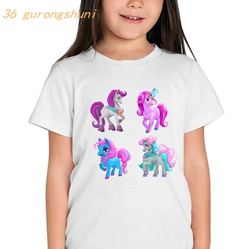 детская одежда, детская футболка с аниме-пони, футболки для мальчиков, футболки с кавайной лошадкой для девочек, топы с мультяшным единорогом для девочек, одежда