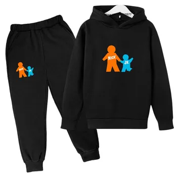 Детские осенне-весенние костюмы Nick JR. Производственные спортивные костюмы для мальчиков и девочек, повседневные костюмы с капюшоном и штанами из 2 предметов, детские наряды, комплекты одежды
