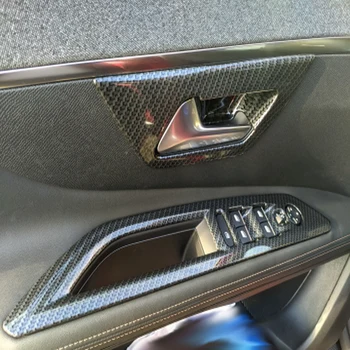 Для Peugeot 3008 GT 2017-2020 2021 Интерьер из углеродного волокна Внутренняя отделка крышки защелки дверной ручки Отделка крышки оконного переключателя