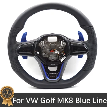 Для VW Golf MK8 Многофункциональное рулевое колесо с перфорацией из кожи Blue Line с подрулевыми элементами, Аксессуары для сборки, Навесное оборудование
