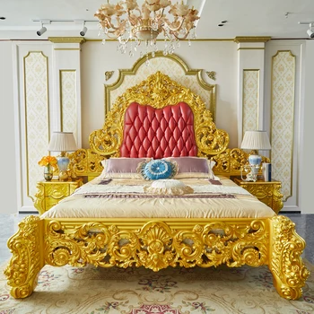 Европейская главная спальня роскошная кожаная свадебная кровать вилла во французском дворце большая квартира