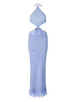 Женское пляжное платье-накидка без рукавов с вырезом и разрезом по бокам для купальников бикини
