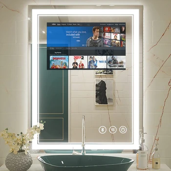 Заводская Оптовая Продажа Роскошная Ванная Комната Отеля Ip65 Водонепроницаемое Умное Зеркало С Телевизором Современная Ванная Комната Led Smart Wall Tv Mirror