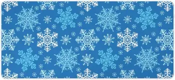 Игровой коврик для мыши Blue Snowflakes, большой коврик для мыши XXL с нескользящей резиновой основой для офисной работы с ноутбуком, 36 X 16 дюймов