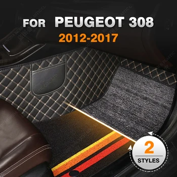 Изготовленные на заказ Двухслойные Автомобильные коврики для Peugeot 308 2012 2013 2014 2015 2016 2017 Ковер для ног В Салоне Аксессуары
