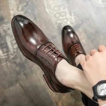 Кожаная обувь больших размеров, Мужская деловая официальная одежда, Мужские повседневные универсальные черные мягкие Маленькие кожаные туфли, Новинка 2023 года, мужские S