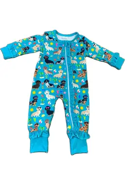 Комбинезон для новорожденных, синий комбинезон с рисунком милой собачки, детский комбинезон, детская пижама
