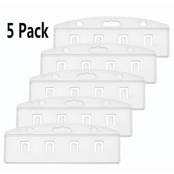 Комплект из 5 горизонтальных держателей для бейджей с половинками карт для салфеток ID-карт Из матового жесткого пластика-прозрачный