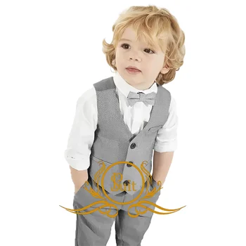 Комплект костюмов для мальчиков из 2 предметов, приталенный Элегантный детский жилет, свадебный высококачественный комплект жилетов и брюк