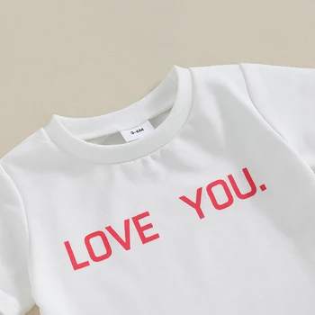 Комплект одежды из 2 предметов для маленьких мальчиков, летняя футболка с короткими рукавами и эластичными штанами с буквенным принтом, милый комплект одежды