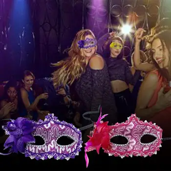 Кружевные маскарадные маски на Хэллоуин, выпускной, принцесса, вечеринка с цветочным пером, модные, сексуальные женские танцевальные аксессуары для костюмов для косплея