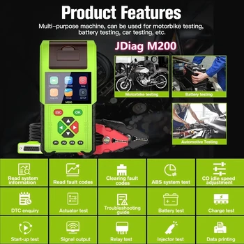 Лучший Диагностический Сканер Мотоцикла JDiag M200 OBD2 Moto Code Reader Тестер Батареи Данных В Реальном Времени Для BMW Yamaha Honda Kawasaki