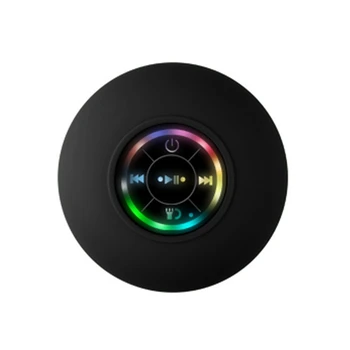 Мини Bluetooth динамик Водонепроницаемый Аудио для ванной комнаты Беспроводные колонки для душа RGB Подсветка Bluetooth динамик на присоске, черный