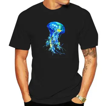 Модная Мужская футболка с акварельным дизайном в виде медузы, футболка с забавным животным, короткий рукав, Новинка, Крутая футболка, Уличная одежда Harajuku