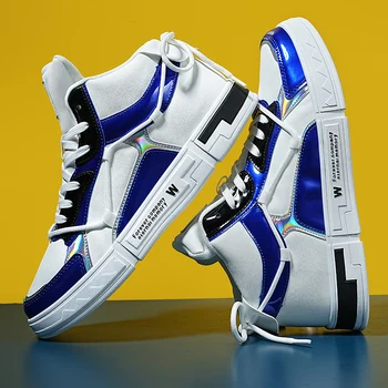 Модные Блестящие уличные мужские ботинки для скейтборда, Дизайнерская обувь в стиле хип-хоп, мужские Роскошные кроссовки, Брендовые Повседневные Мужские кроссовки с высоким берцем